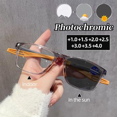 5 Farben Photochrome Lesebrille Männer Frauen Vintage TR90 Rahmen Weitsichtbrille Retro Farbwechsel Presbyopie Sonnenbrille