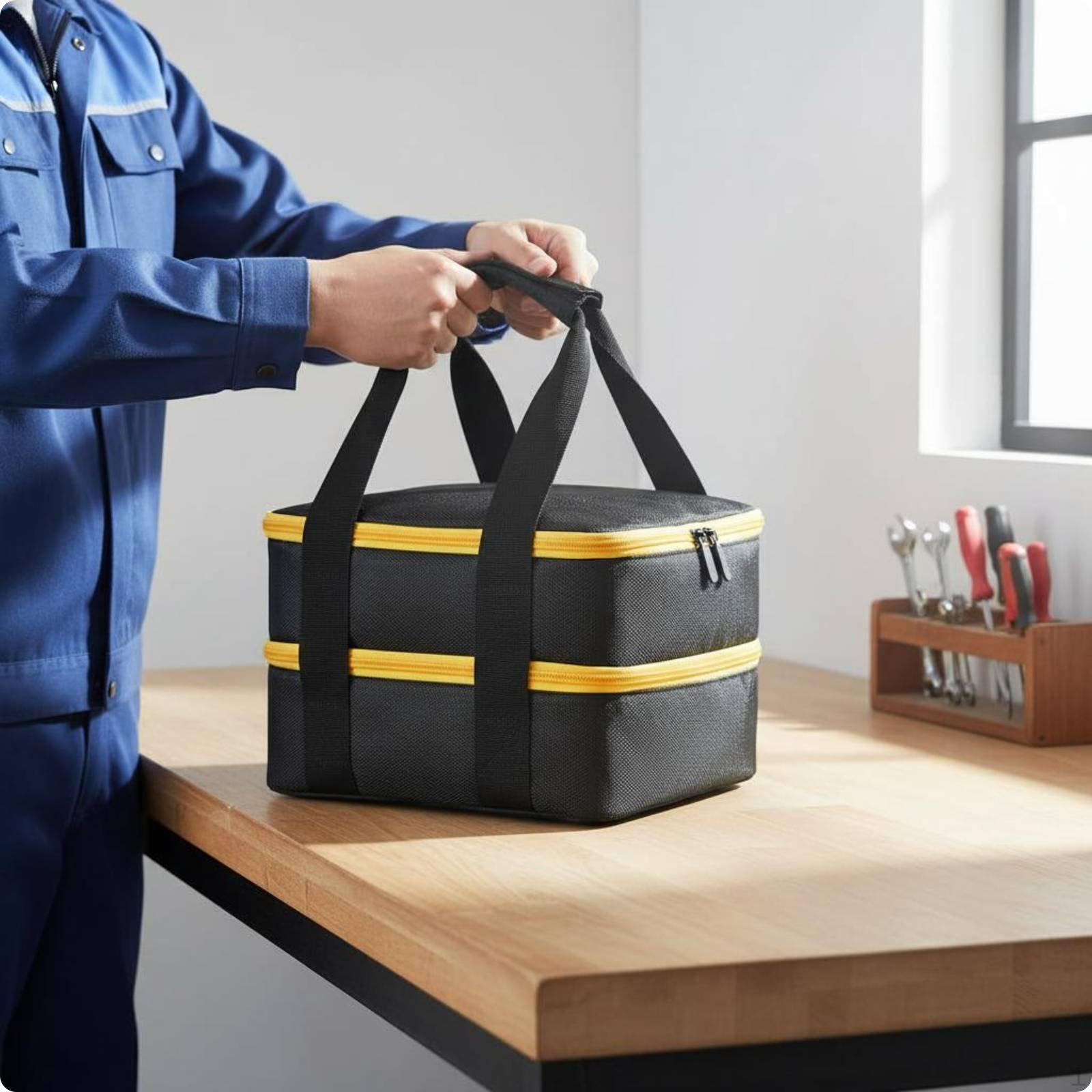 Tool Carrying Case Large Capacity Portable Carry Bag TearResistant Electronics Organizer for