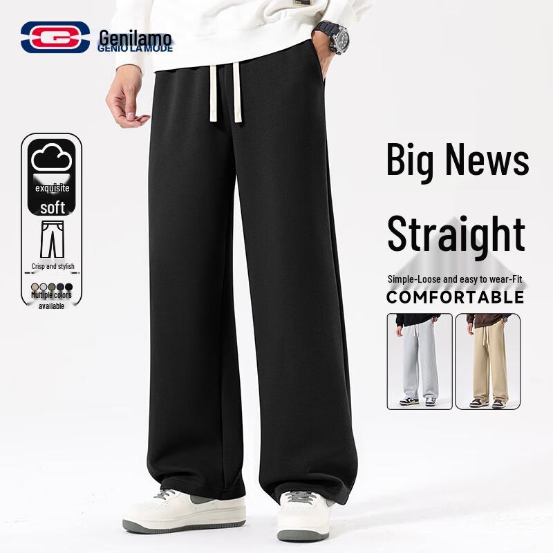 

GENIOLAMODE Мужские свободные прямые трикотажные повседневные брюки XL