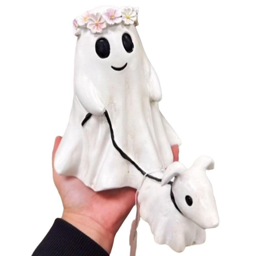 Resin Craft Ghost Walking Dog Statue Handmade Halloween Walking Dog Figurine  Boy/Girl