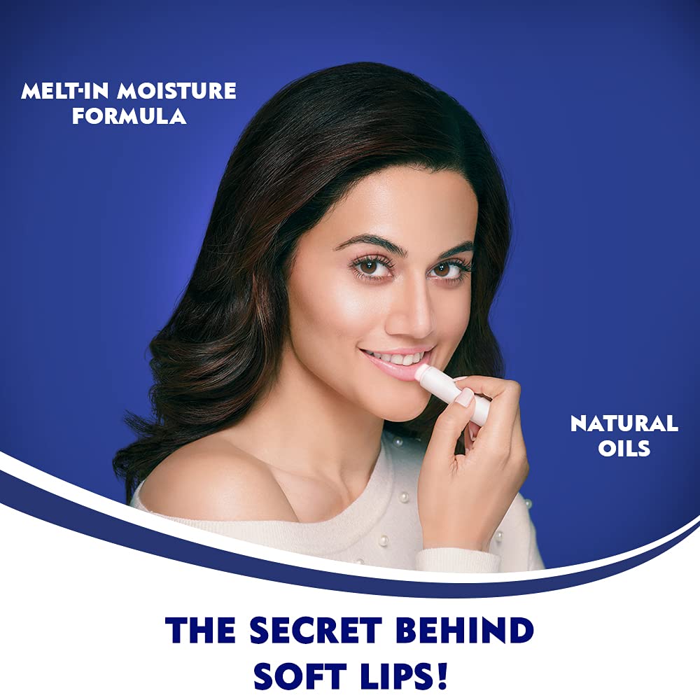 Nivea Original Lip Balm Stick For Dry Lips 4.8g Pack Of 1 | 24H Moisture Care With Natural Oils | Transparent Shine For Smooth Lips