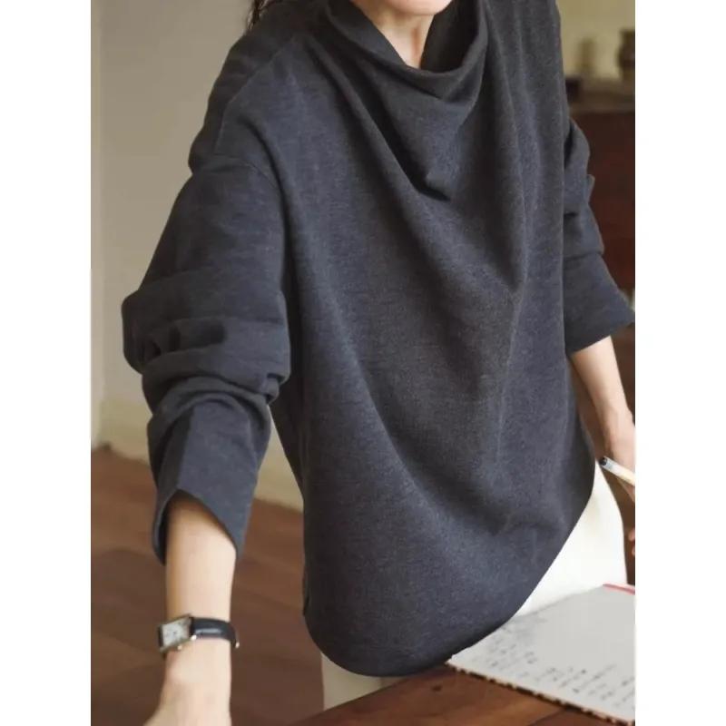 Modisches Pile-Kragen Gebürstetes Unterhemd für Damen Herbst und Winter Neuer Stil Hochwertiges Langarm-Innenoberteil