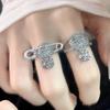 Saturn Planet Oil Drop Pin Open Ring Set Niche Design Personality High Sense Light Luxury Ring