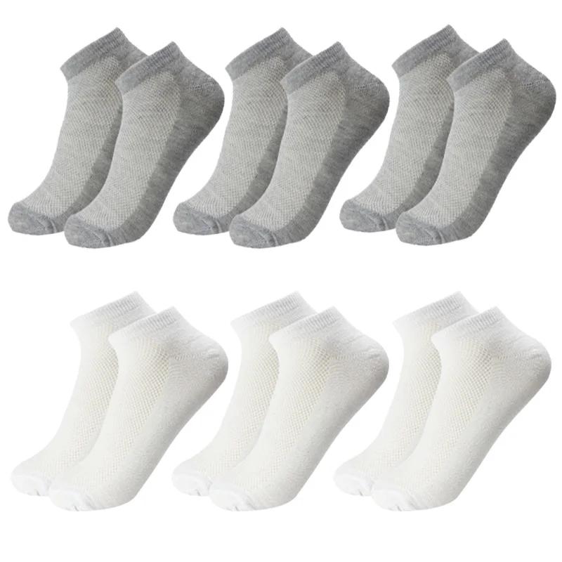 6 Pairs Men's Short Socks Mesh Breathable Low Cut Invisible Boat Slippers Ankle Business Sox Solid Color Casual Socks EU 38-46