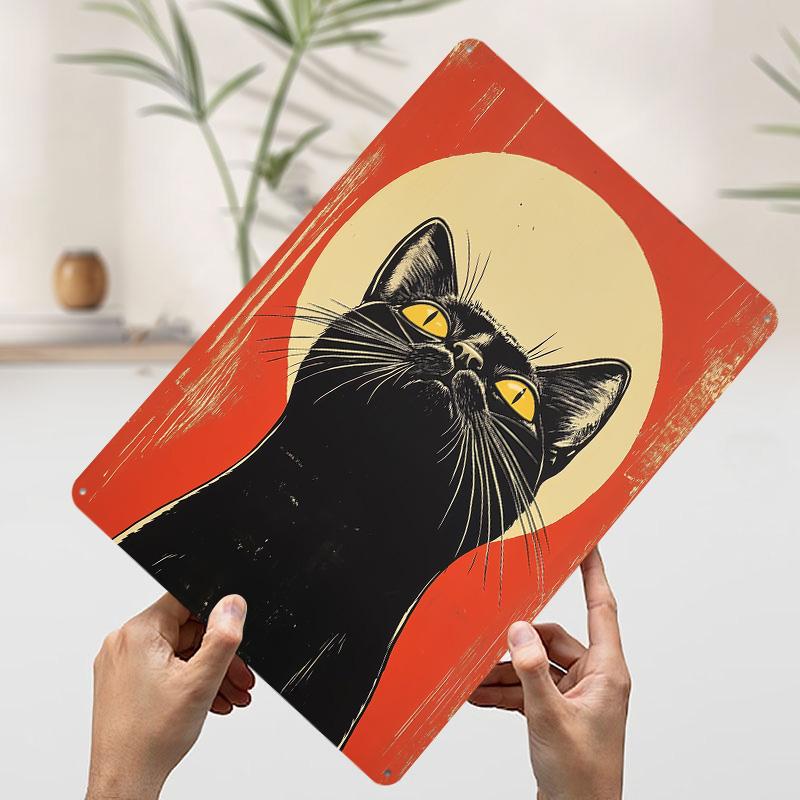 

Black Cat Vintage Portrait Tinplate Poster Customized Wall Art Vintage Retro Metal Signs for Aesthetic Decoration Room Wand Deko 7.9x11.8In(20x30cm)