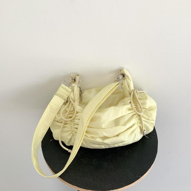 

Cloud pleated bag niche nylon commuter bag college student class large capacity shoulder messenger bag women жёлтый