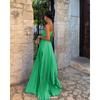 Women's Sweet Sexy Solid Color Pleated Hem Strapless Bustier Midi Dress  European American Style