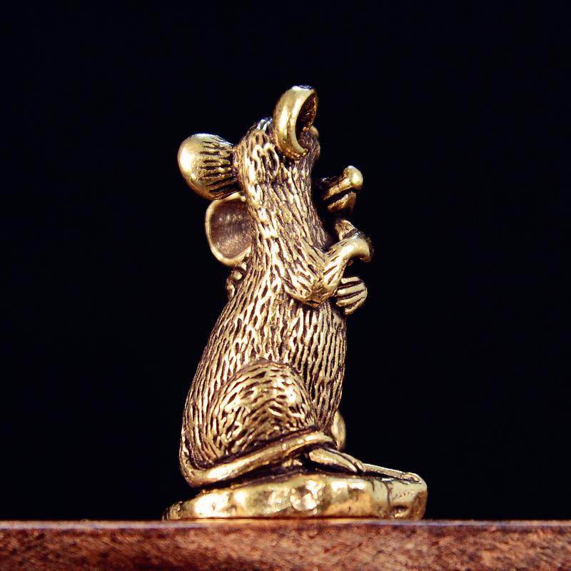 1Pcs Rat Small Statue Miniatures Desktop Ornament Antique Copper Love Mouse Figurines Living Room Home Decor Crafts Accessories