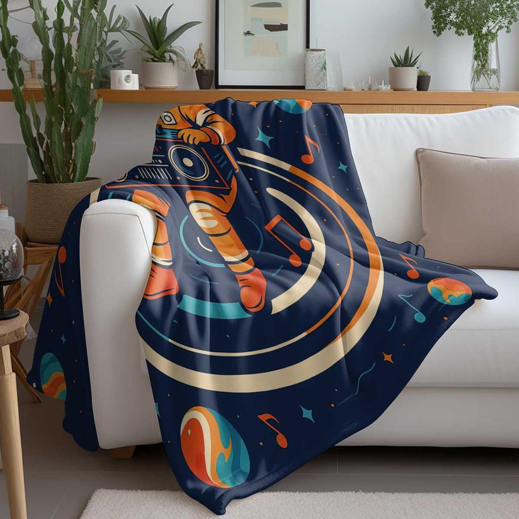 1PC Interstellar Astronaut Flannel Blanket, Multi Size Living Room Sofa, Nap Carpet Soft and Comfortable, Machine Washable