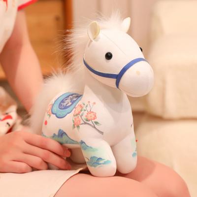 Glückspferd Plüschtier 2026 Chinesisches Tierkreiszeichen Jahr des Pferdes Maskottchen Traditionelles Neujahrsgeschenk für Zuhause Büro Auto Feiertag Festival Feier