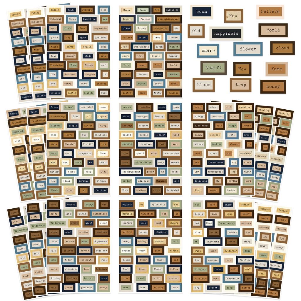 8 Retro English Collage INS Wind Waterproof Diary Handbook Gu Card Stickers DIY Decorative Stickers Stickers