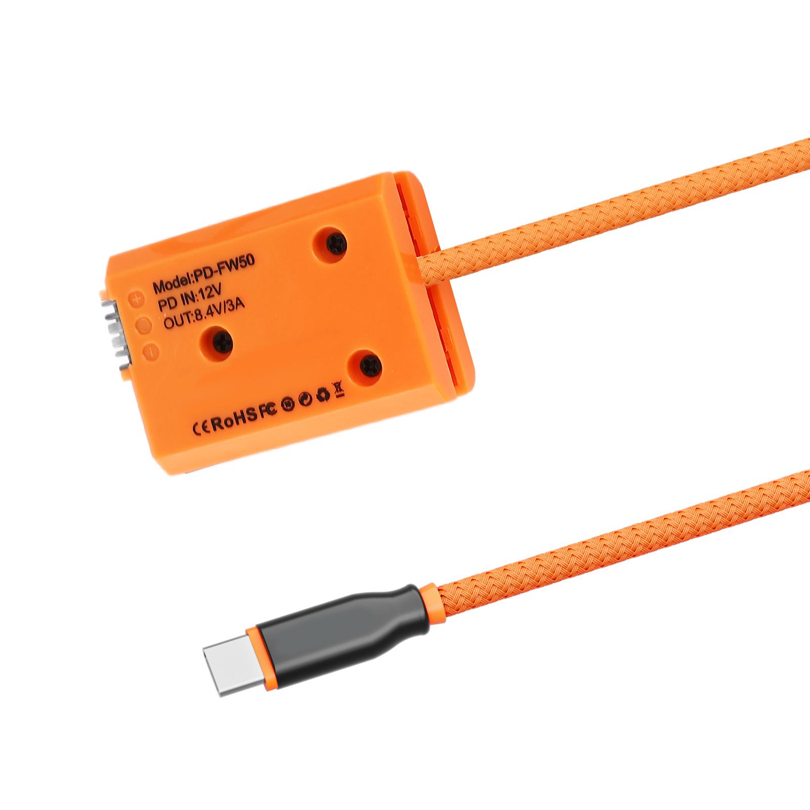 

Dummy Battery with Type C PD Power Cable 60cm Long Replacement for A7 A7M2 A7R2 A7S2 A6000 A6300A6500 A5000 A5100 оранжевый