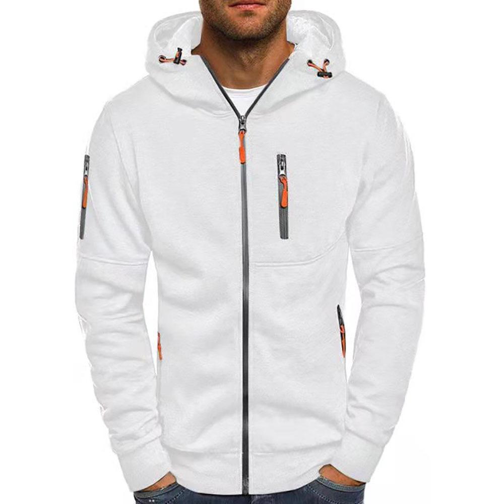 Stor herr höst- och vinter sport fitnessjacka, avslappnad sweatshirt med armdragkedja, kofta, jacka med huva, sweatshirt med huva