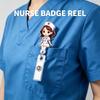 1Pcs 2D Flat Acrylic Badge Holder Retractable Id Badge Holder Scratch-Resistant Cartoon Nurse Badge Reel
