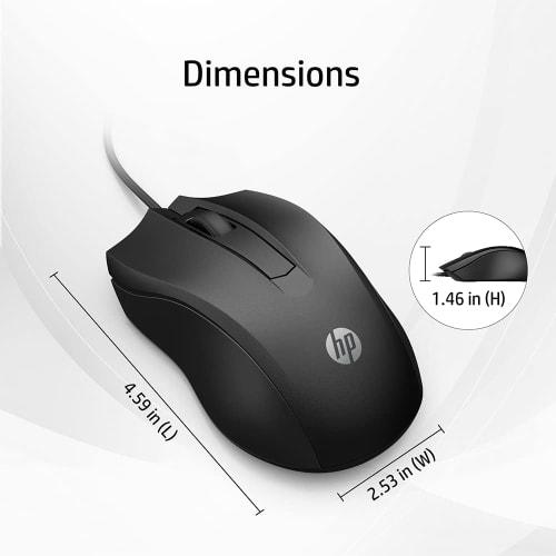 Hewlett Packard (HP) HP 100G Wired Mouse Optical 1600dpi USB Black Black
