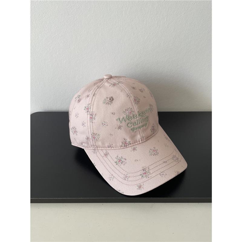 Small Fresh Embroidery Letter Floral Baseball Cap Female Early Spring Cute Age Reducing Sweet Cap