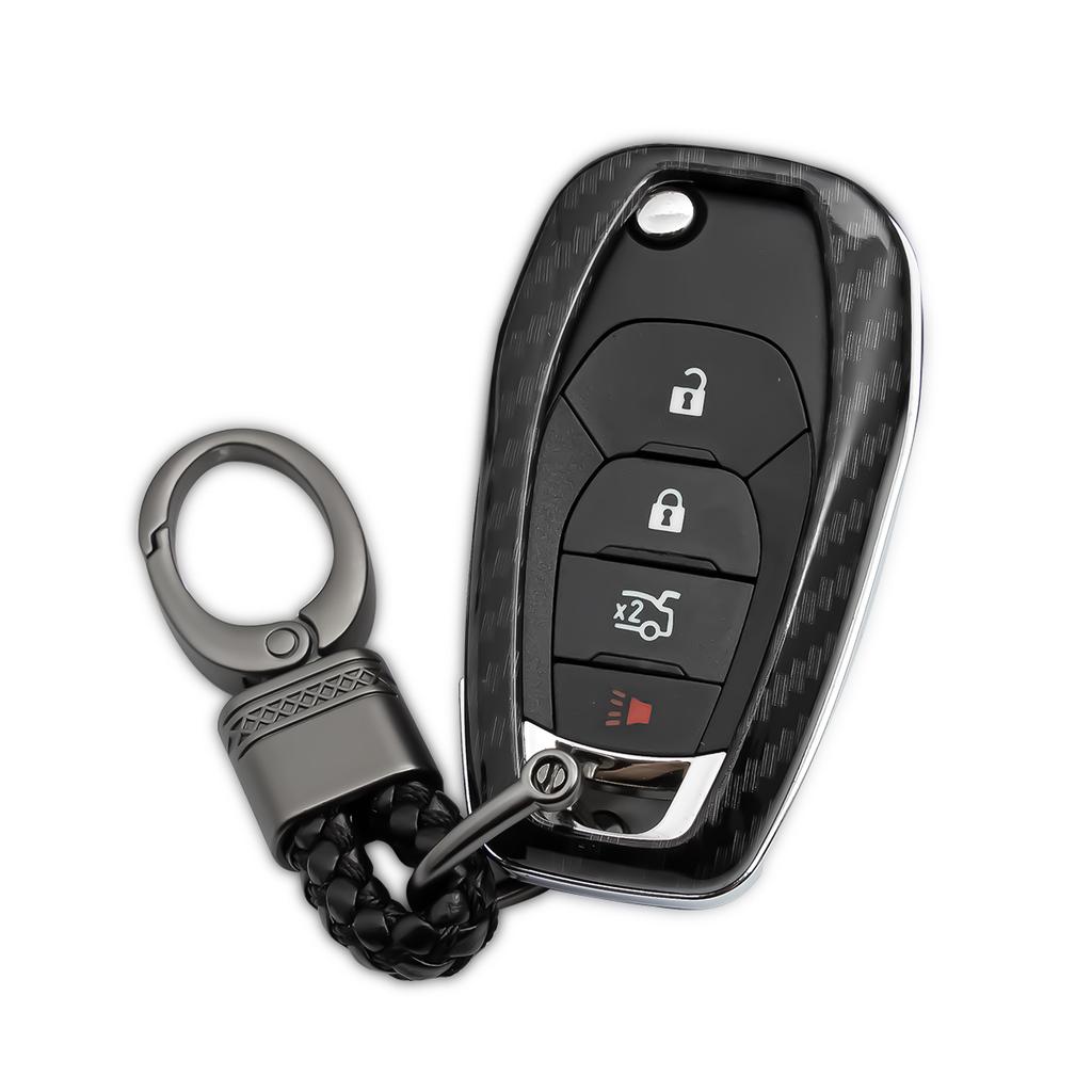 Abs Carbon Fiber Car Smart Key Cover Case Keychain For Chevrolet Chevy Cruze   Trailblazer Spark Trax