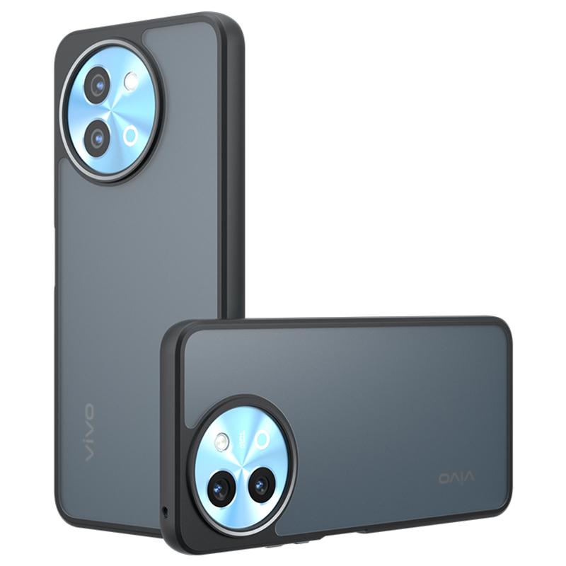 

For vivo Y38 5G Case Skin-Touch TPU + PC Matte Phone Back Cover, Transparent Black A