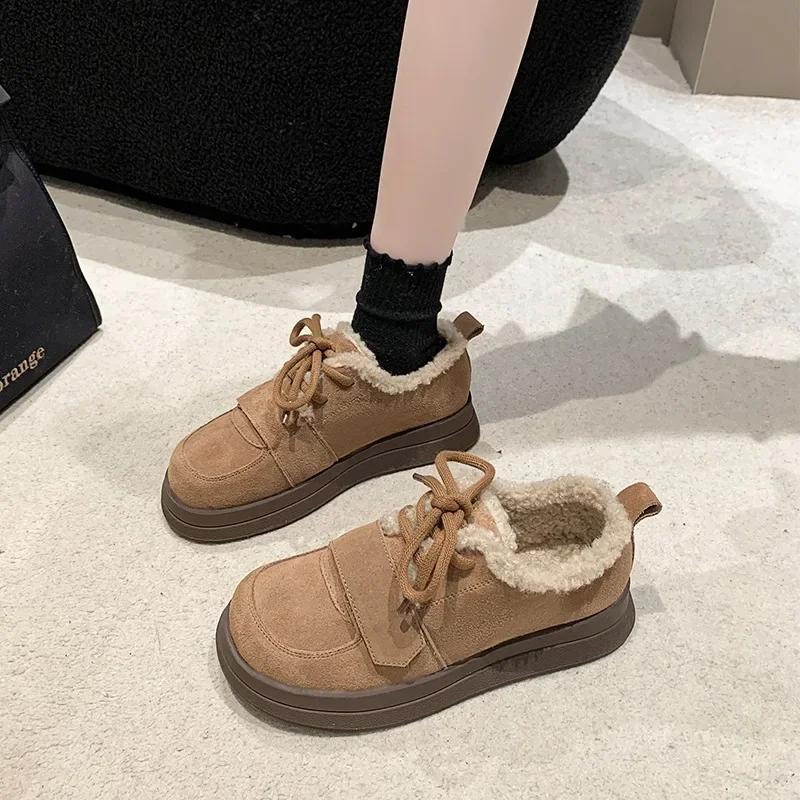 Fashion Retro Platform Plus Warm Shoes for Woman Chunky Work Comfrtable Furry Hot Demi-season Comfortable and Elegant Women's Snow Boots