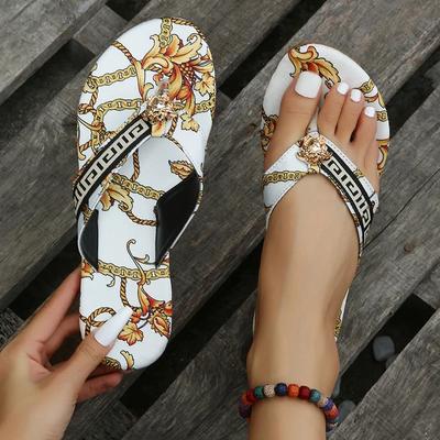 Chanclas de Moda Sexy Zapatillas de Mujer Nueva Moda Estampado de Moda Chanclas Planas Zapatillas de Exterior Zapatillas Planas Talla Grande de Mujer