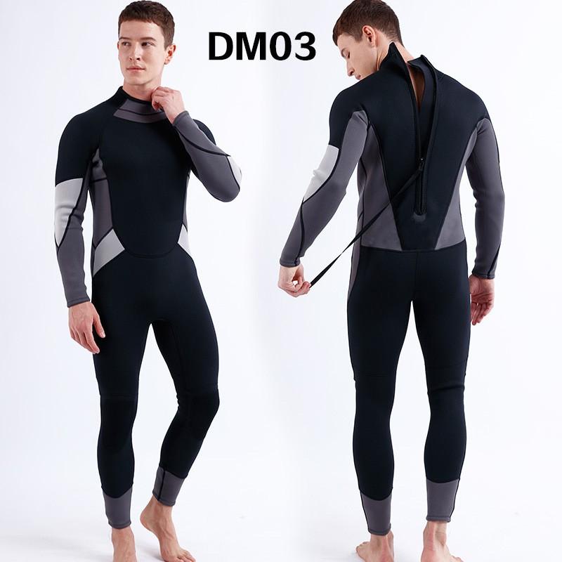 3mm Neoprene Full Wetsuit Men - Warm Long Sleeve Dive Suit Surfing Snorkeling Cold Water Swimming