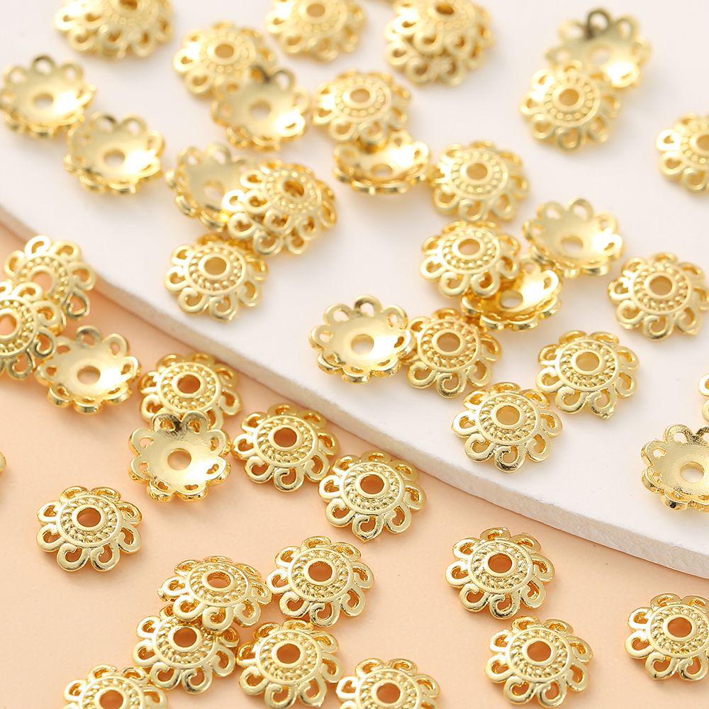 

Полые бусины-разделители в виде чашечек-цветочков из 18-каратного золота для изготовления браслетов своими руками Silver