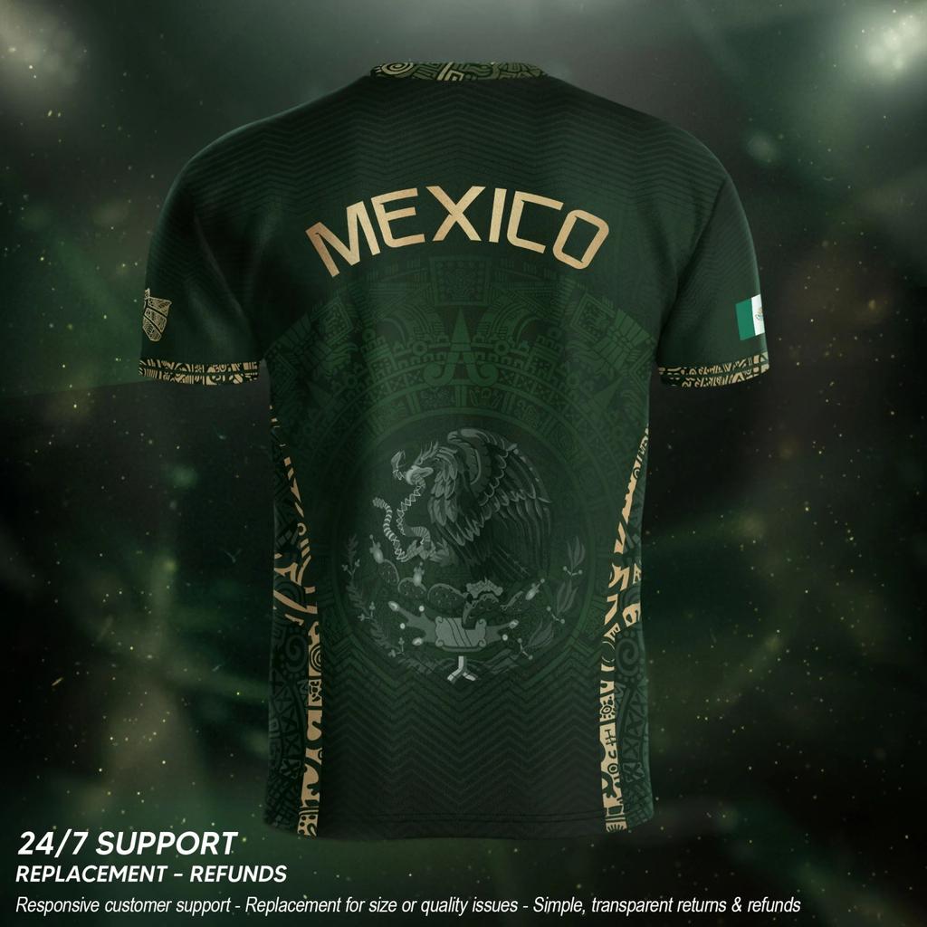 Men's Casual Soccer Jersey Short Sleeve Top Featuring Mexico Themed Graphic Print Lightweight Breathable Fabric Comfortable Fit