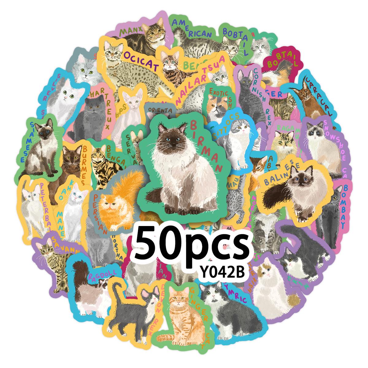 50PCS Cute Cartoon Hand-Drawn Cat Stickers for Children s Notebooks and Stationery