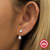 Stilvolle und schlichte S925 Sterlingsilber Geometrische eiförmige Wassertropfen Pferdeaugenkette, Mit Diamanten besetzte Ohrstecker, Ohrringe.