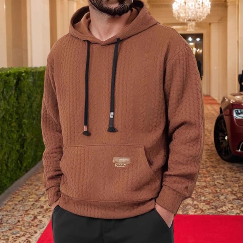 

Толстовки с капюшоном для мужчин весна-осень повседневные жаккардовые однотонные толстовки мужские винтажные толстовки со шнуровкой XL коричневый