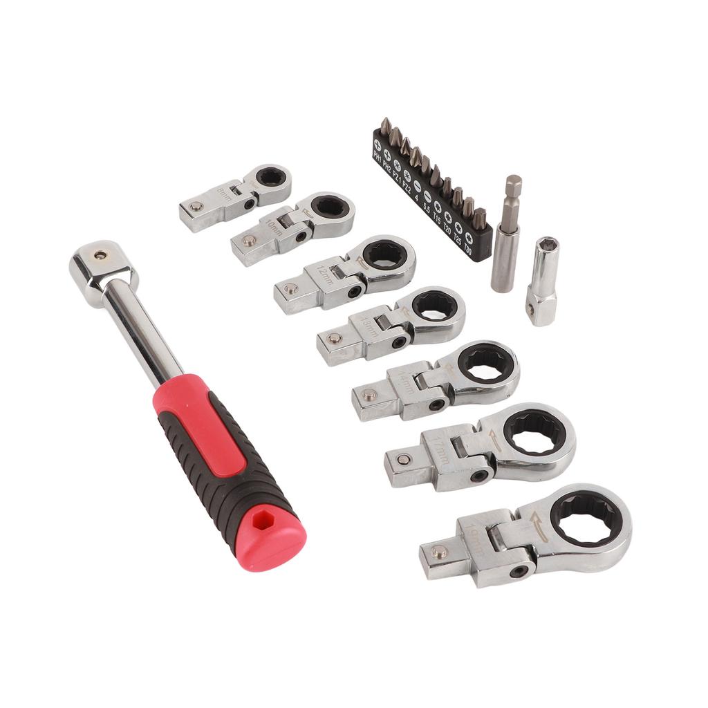 20 Pcs Ratchet Wrench Set Interchangeable 180 Degree Rotating Flex Head Wrench Screwdriver Bit Kit