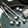Zhi Shi 304 Stainless Steel Creative Flat Handle Stirring Spoons, 5-Pack