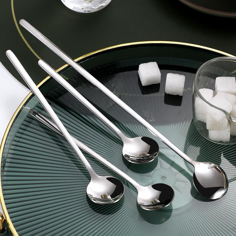 Zhi Shi 304 Stainless Steel Creative Flat Handle Stirring Spoons, 5-Pack