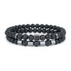 Fashion Men Bracelet Set 2Pcs 5 Types Of Stones Beaded Braslet Cubic Zirconia Charm Braclet Street Cool Riding Accessories Homme