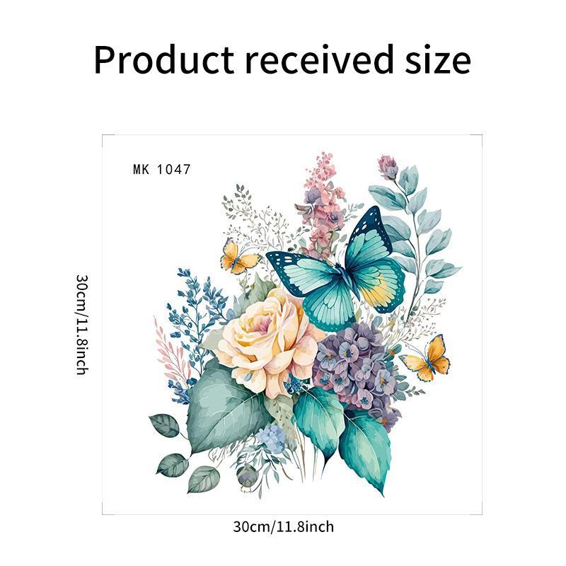 Toilet Sticker Waterproof Floral Butterfly Self Adhesive Removable No Trace for Home Bathroom Renovate