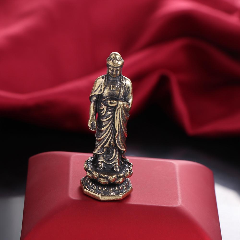 Kreative Reine Messing Lotus Guanyin Statue Lotus Guanyin Tathagata Tathagata Buddha Statue Retro Messing Buddha Skulptur Heimdeko