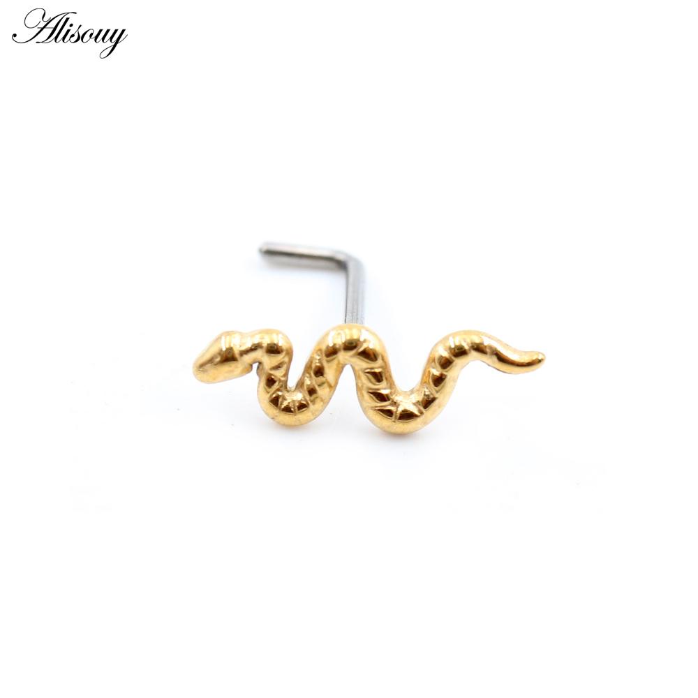 Alisouy 1 pièce G23 titane sans filetage torsadé serpent nez anneaux piercing oreille septum daith captif tragus clous d'oreilles bijoux de corps