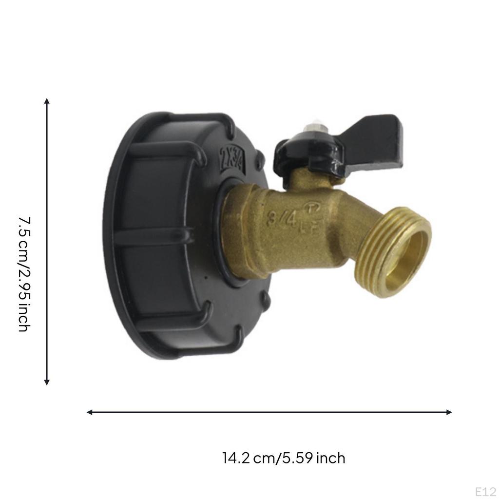 IBC Tank Adapter with Shutoff Brass Tote Leakproof for Garden Watering 12IN Nipple Faucet