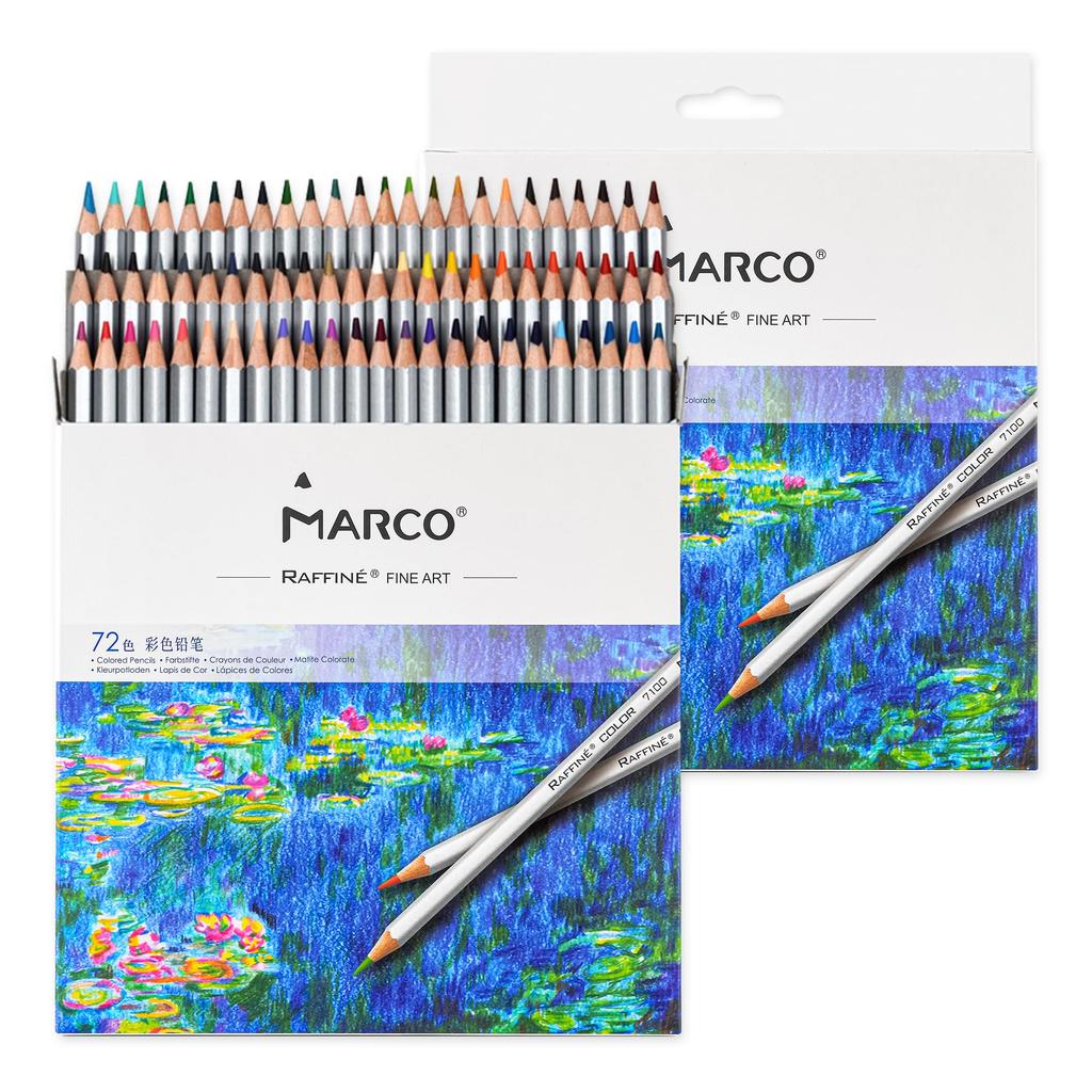 MARCO Colored 7100 Standard Colors Hexagonal Soft Wooden For and Art Students Cute Stationery for Great Gift Idea Oil-Based Pencils, 72-Color Set,