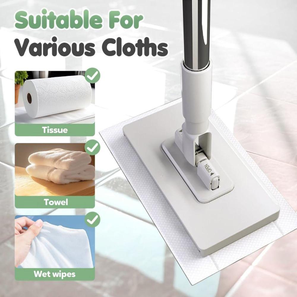 Clamping Hands-free Mop with 3 Reusable Cloths Automatic Mop Clip New Towel Mop  Dust Removal