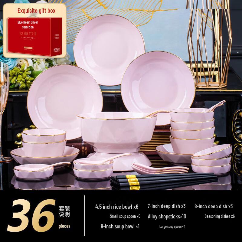 A1 Jingdezhen Hand-Painted Gold Rim Ceramic Dinnerware Set 36-piece set