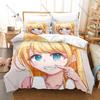 Cool Fantasy Bishoujo Magic Elf Warrior Anime Girls HD Print Bedding Set Duvet Cover + 2 Pillowcases Polyester Teen Otaku Room D