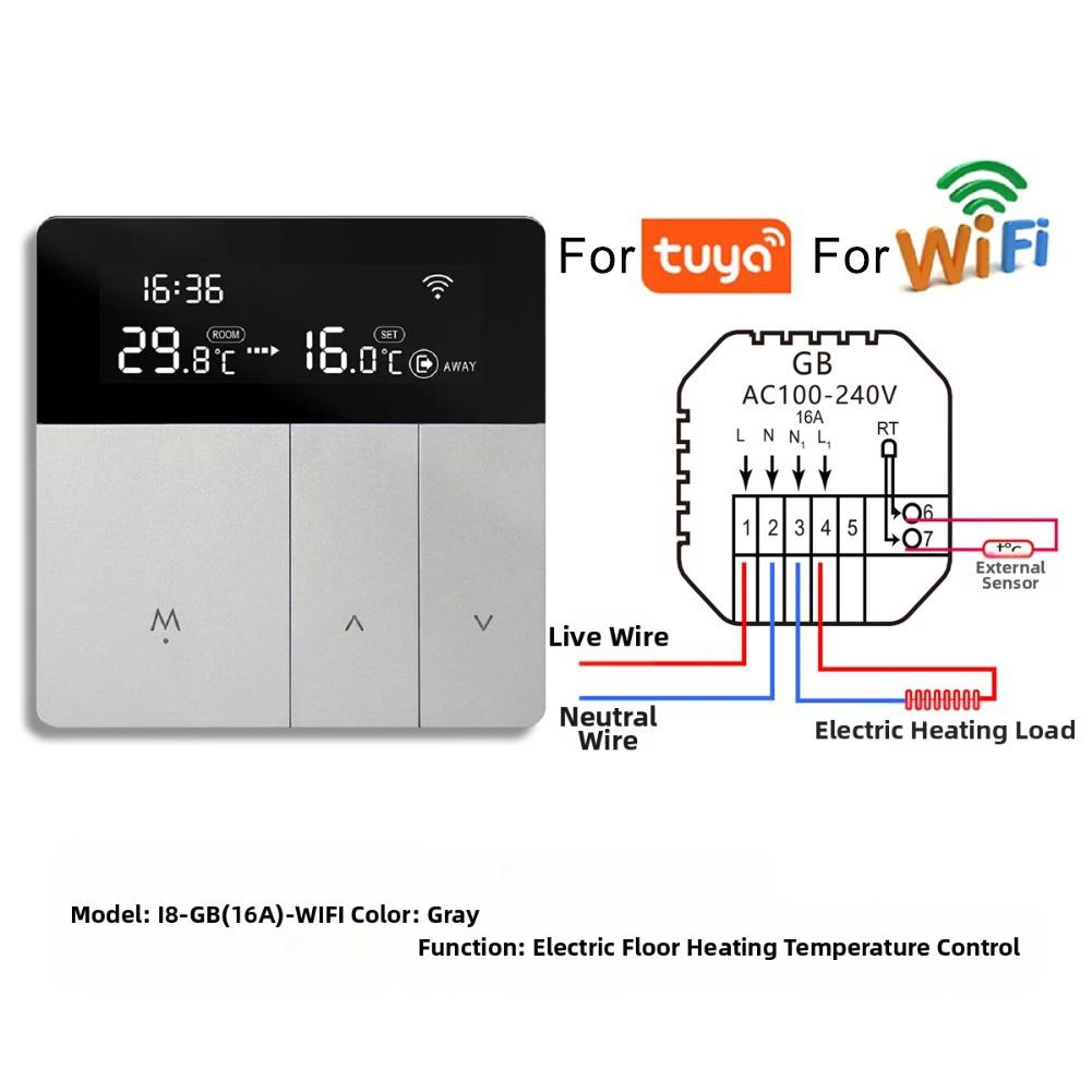 Tuya= WiFi Electric Floor Heating Thermostat Wall-mounted Boiler Thermostat Floor Heating Controller Smart Device Thermostat