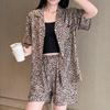 Sweet wind polka dot cotton and silk pajamas women's summer short-sleeved shorts lapel thin can be worn outside loungewear high-end suit