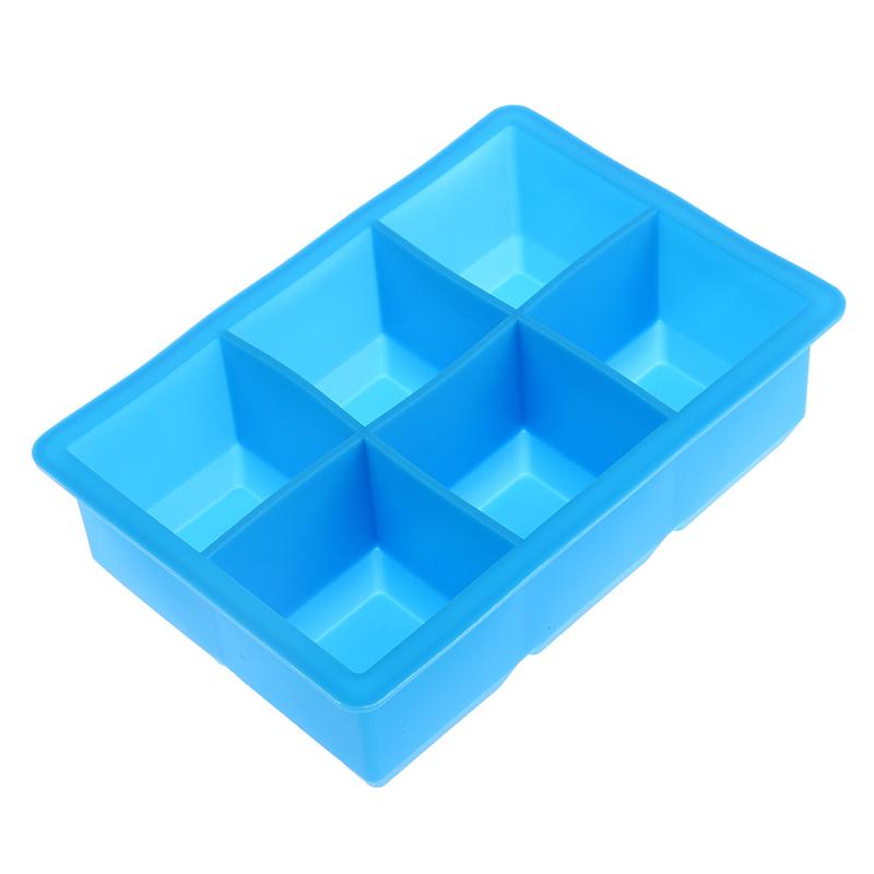 6 Grid Ice Tray Mold Large Diy Food Grade Silicone Ice Cube Square Tray Mold