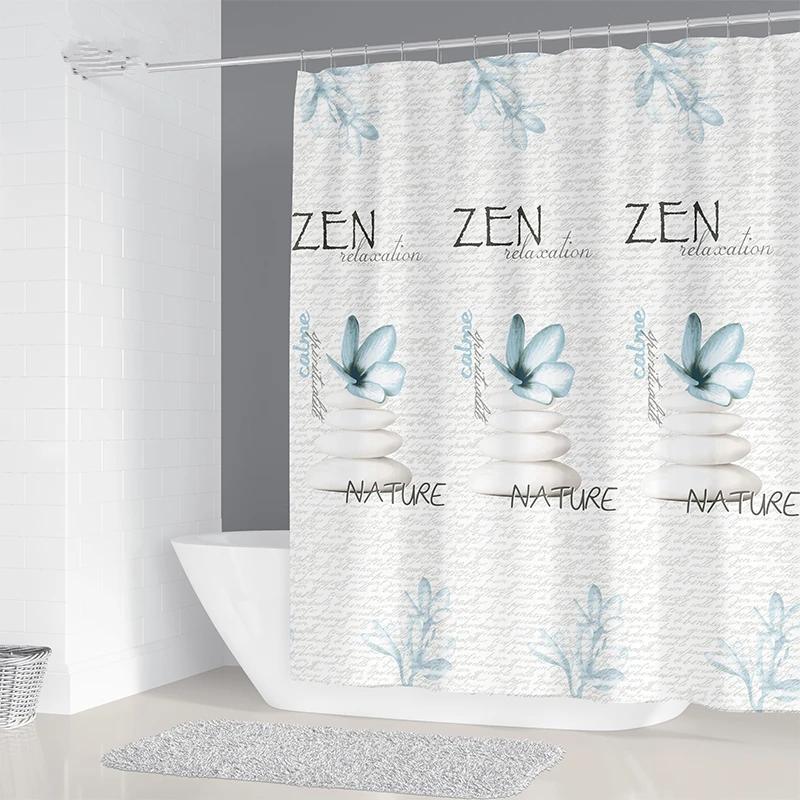 Simple Geometric Nordic Chandelier Printing Bathroom Shower Curtain Polyester Waterproof Home Decoration Curtain with 12 Hooks