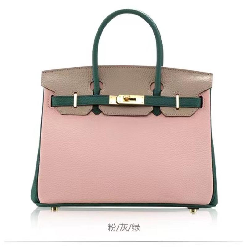 New color matching platinum bag first layer cowhide o fashionable shoulder portable commuter women's bag casual leather bag