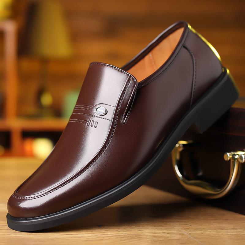 Spring Men's Leather Shoes Extra Large Size 48 Size Men's Inner Height Increase Business Dress Height Increase Shoes In the Elderly Father Shoes