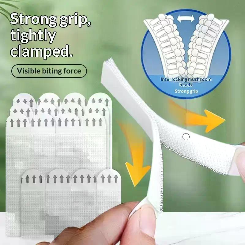12/24Sets Double Sided Picture Hanging Strips Adhesive Hook Loop Tape For Mounting Photo Frame Fixed DIY Wall Decor Stickers