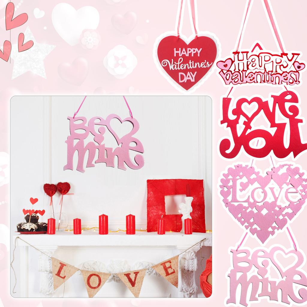 Valentinsdag-skilt Kjærlighet Hjerteform Hengende Dekor Dørplate-Glade skilt Inngangsdør Valentines-dekorasjoner til hjemmet